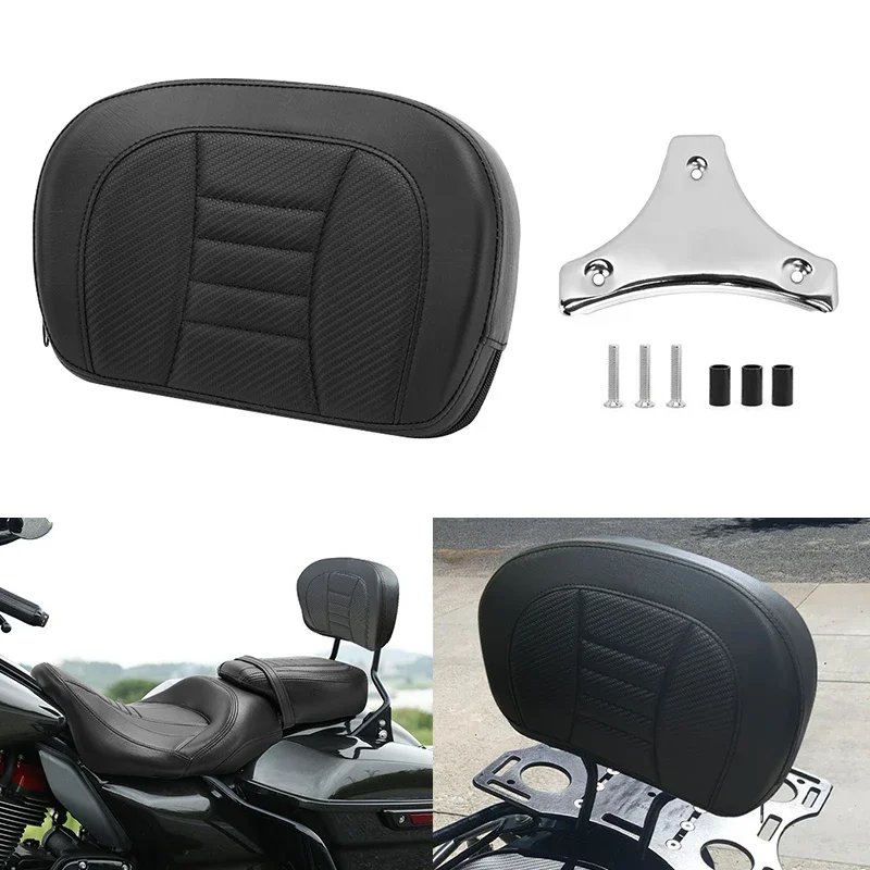 

For Harley Touring Street Glide Road King Road Glide 1996-later PU Leather Motorcycle Passenger Sissy Bar Backrest Pad Black