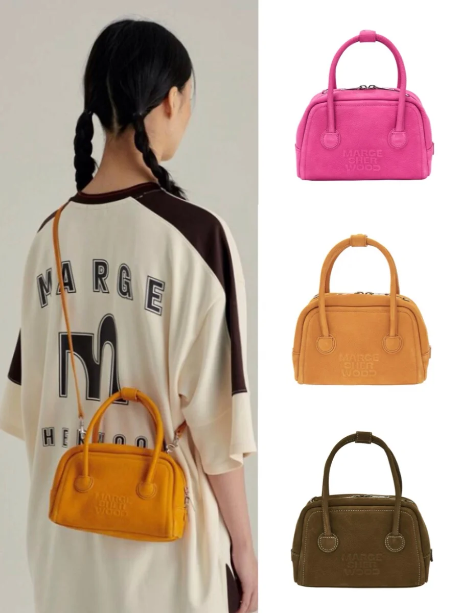 Retro Suede Margesherwood Boston Bag Mini Versatile Crossbody