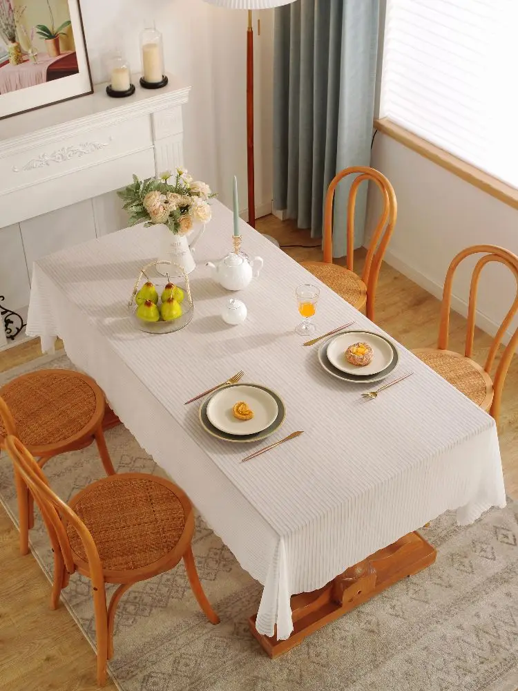 

White rectangular simple fabric square tablecloth small coffee table mat tablecloth