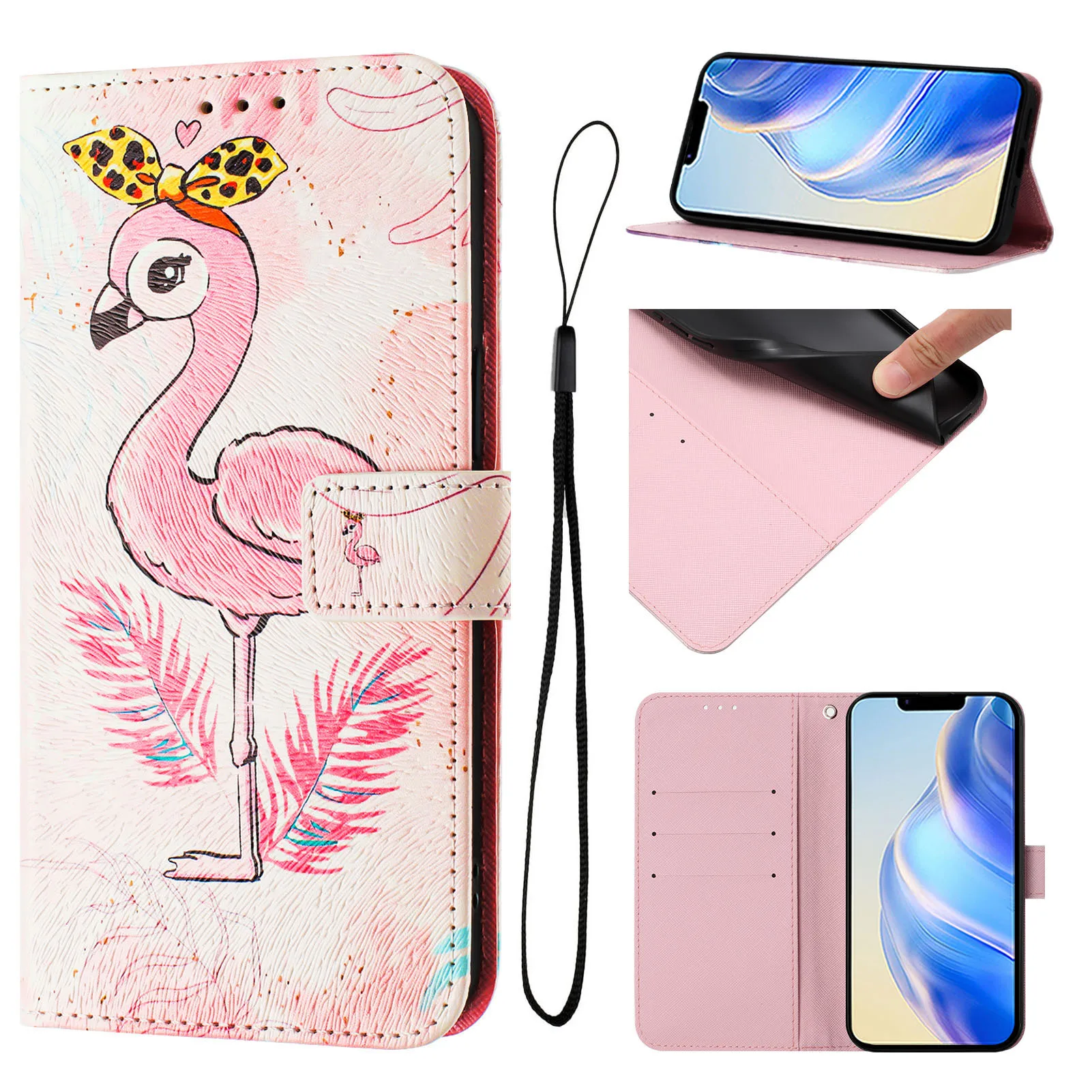 Deluxe Wallet Protection Painted Leather Phone Case with Card Holder and Flip Cover