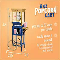 Popcorn Maker Machine - Professional Cart With 8 Oz Kettle Makes Up to 32 Cups - Vintage Popcorn Machine Movie Theater 2