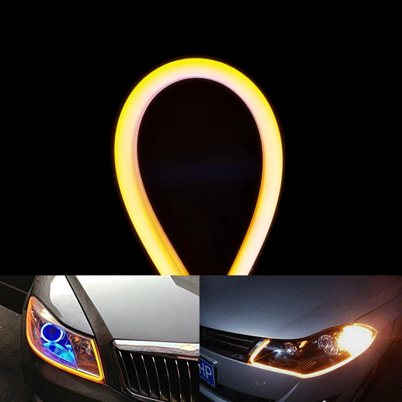 รูปสินค้า แถบไฟ LED แต่งรถ 2 ชิ้น ยืดหยุ่น 12V สัญญาณเลี้ยวกลางวัน