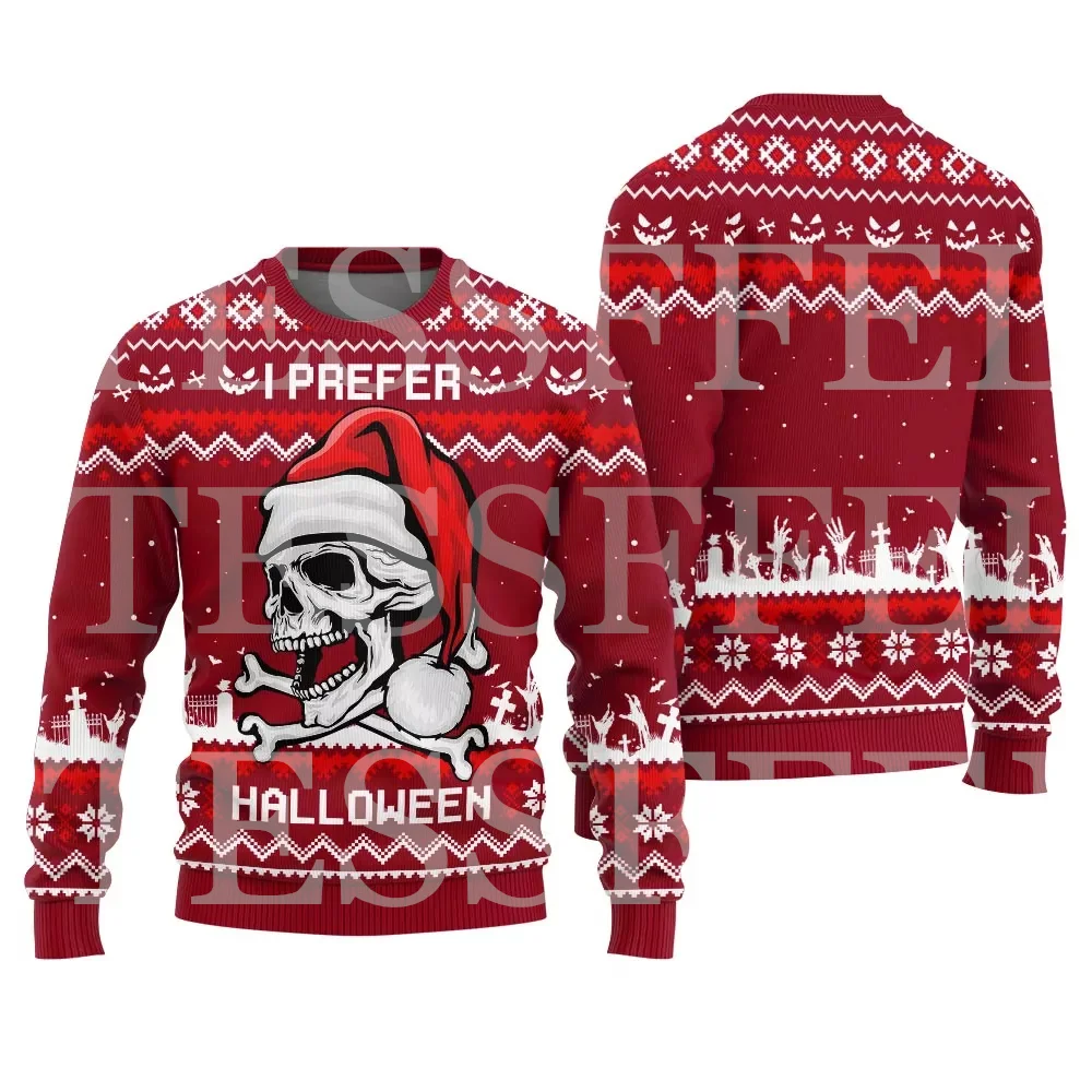 Suéter feo de punto de algodón para Halloween, perro, gato, oso, Navidad, suéter vintage de invierno, jersey retro de manga larga con impresión 3D, estilo informal, estilo Harajuku 8