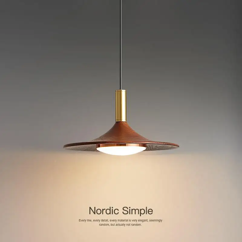 Nordic simple walnut three-head restaurant light creative home dining table bar Bedroom bed light luxury flying  chandelier