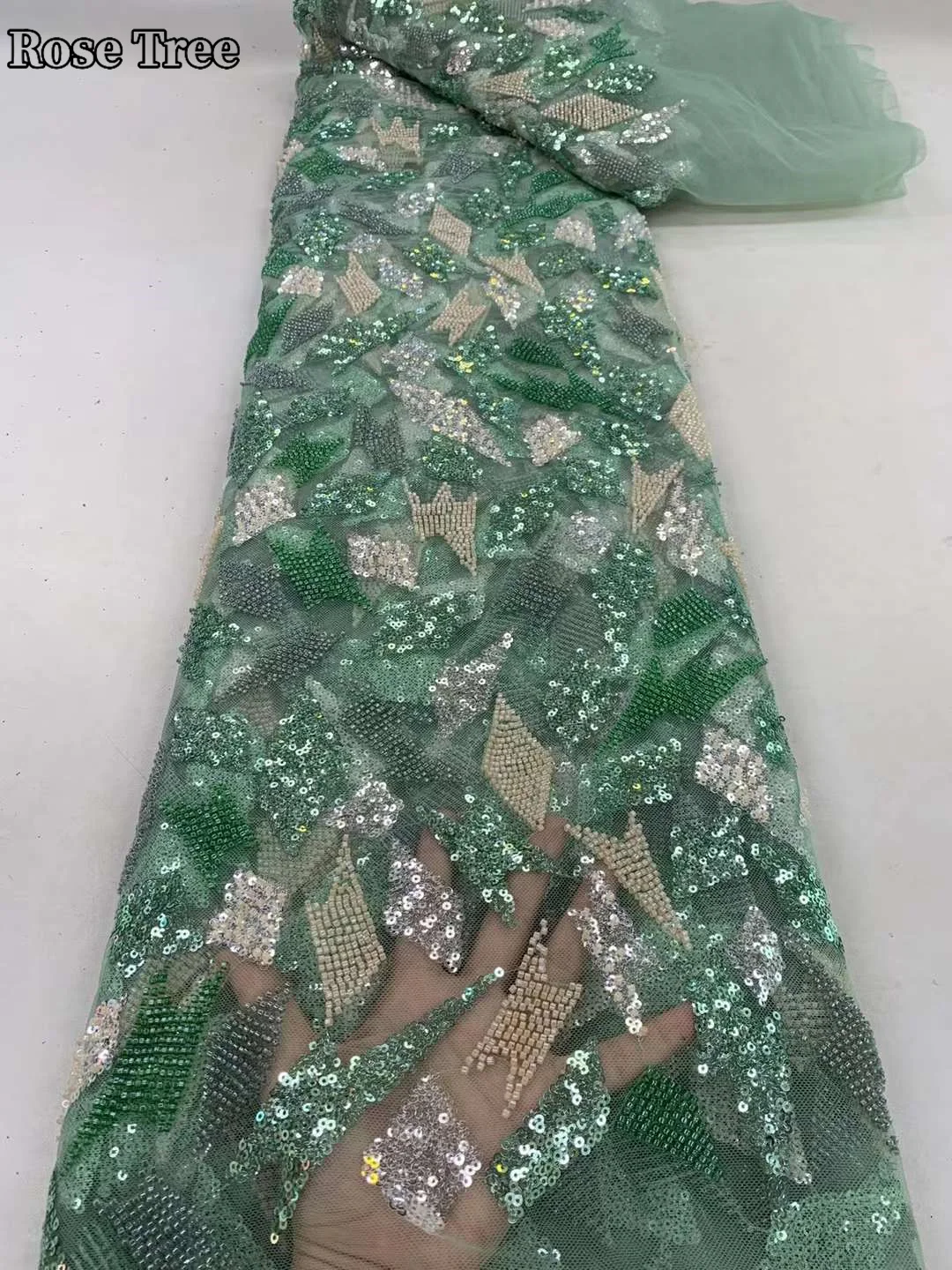 

Роскошная нигерийская Тяжелая кружевная ткань ручной работы с бусинами 2024 Высококачественная вышивка из бисера с блестками африканская французская кружевная ткань для платья