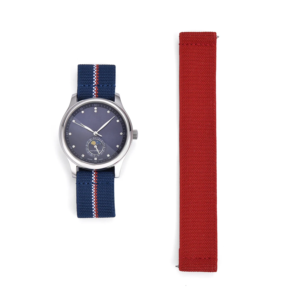 Pale Blue Premium Grade Nylon Hook and Loop Adhesive Watch Band Strap, Length 13cm
