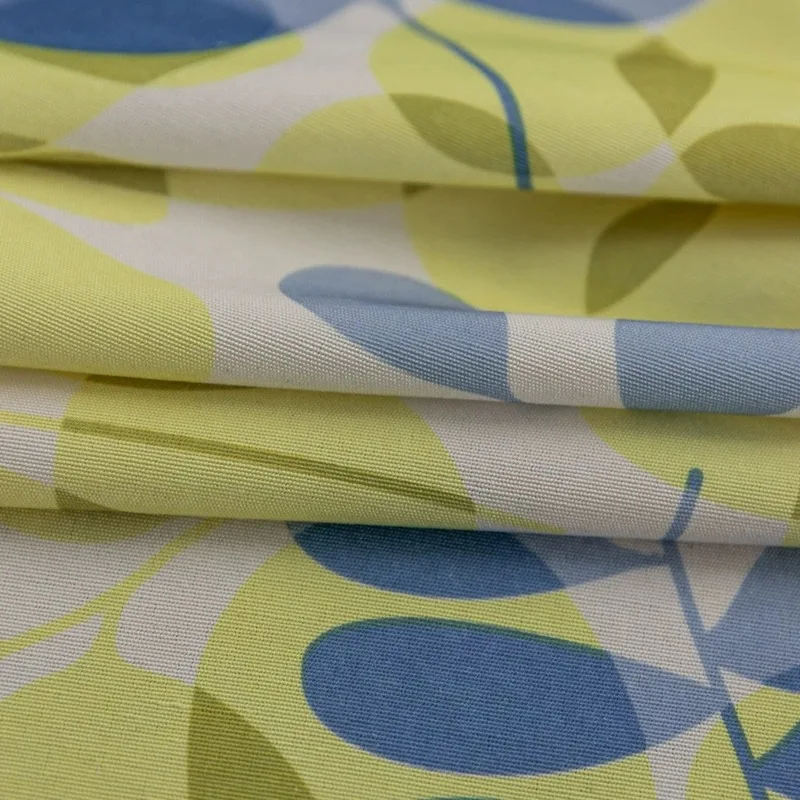 American Mottled Blue Mottled Green Simple Polyester-cotton Print Semi-shading Window Curtains for Living Dining Room Bedroom 3