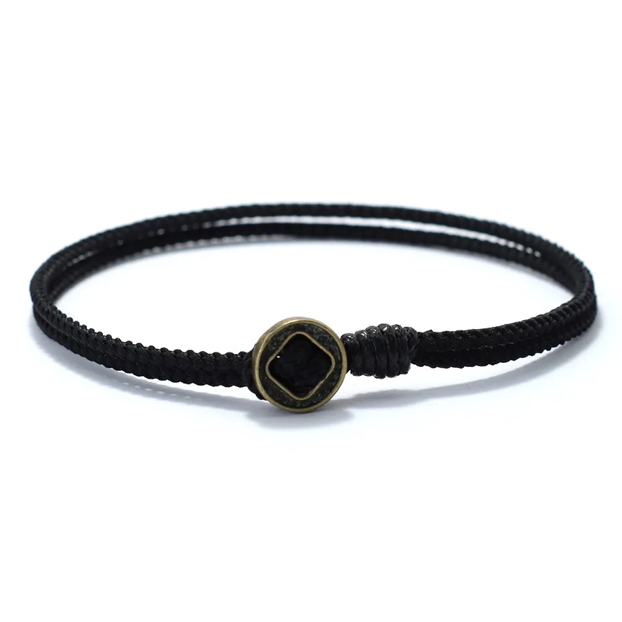 Men Red Rope Leather Bracelet Macrame Lucky Accessory