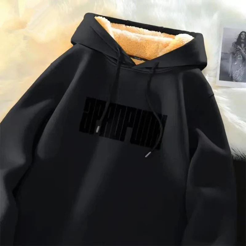 Fashion Printed Spliced Letter Hoodies Sweatshirts Men's Clothing 2023 Winter Loose All-match Tops Casual Warm Sweatshirts