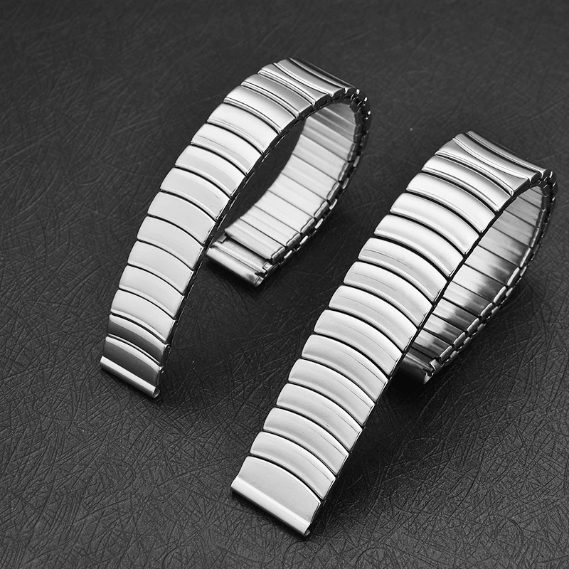 Silver Stainless Steel Stretch Expansion Watch Band Bracelet – Unisex Metal Elastic Strap