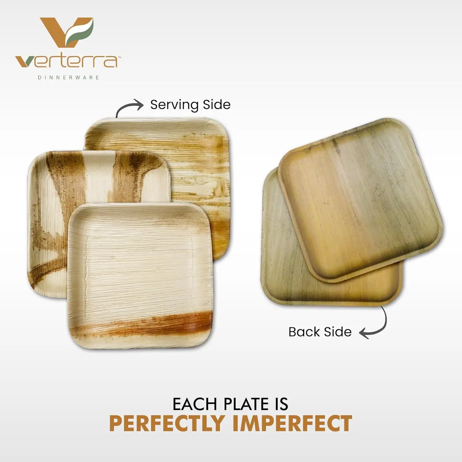 Palm leaf plates-10 inch square, 100 pack &ndash; Like Bamboo plates, Disposable and Eco-friendly dinnerware in bulk for Events