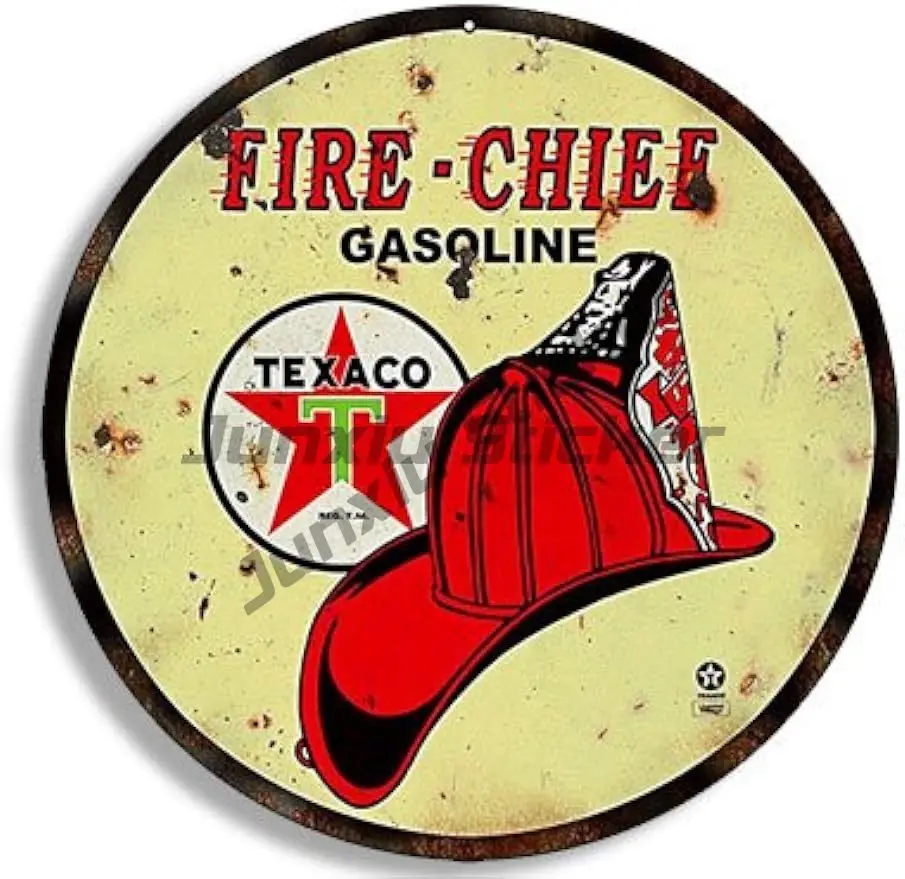

Retro Round Vintage FIRE Chief Texaco Gas Sticker Gasoline Logo Old Rat Rod Racing Motorcycl Fuel Tank Decals Personality Deco