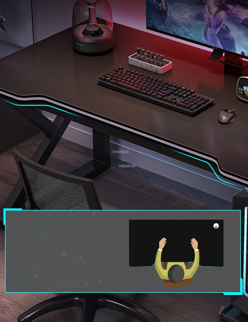 Creative Wrought Iron Computer Desks Modern Office Furniture Simple Single Gaming Table Home Bedroom Table and Chair Combination