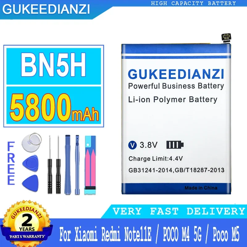 

GUKEEDIANZI Battery BN5H for Xiaomi Redmi Note11E Note 11E Note11 E/POCO M4 5G/M5, Big Power Battery, 5800mAh