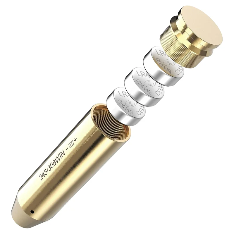 308 Red Laser Boresighter 6 Battery Laser Collimator .308 Caliber Bore Sight