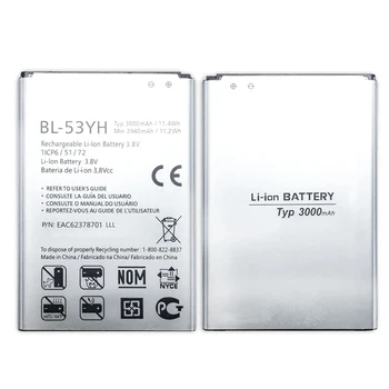 휴대폰 배터리 BL-53YH, LG 옵티머스 G3 D855 D853 VS985 D830 D850 D851 D858 D857 F400 F460 BL 53YH, 3000mAh