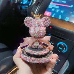 Adorable Diamond Gloomy Bear Bow Doll Rhinestone Dashboard Charm (Luxury pink)