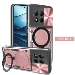 Armor Camera Protector with Ring Stand and Magnetic Car Mount Cover for OnePlus Ace 3 5G (Js-Rose Gold)