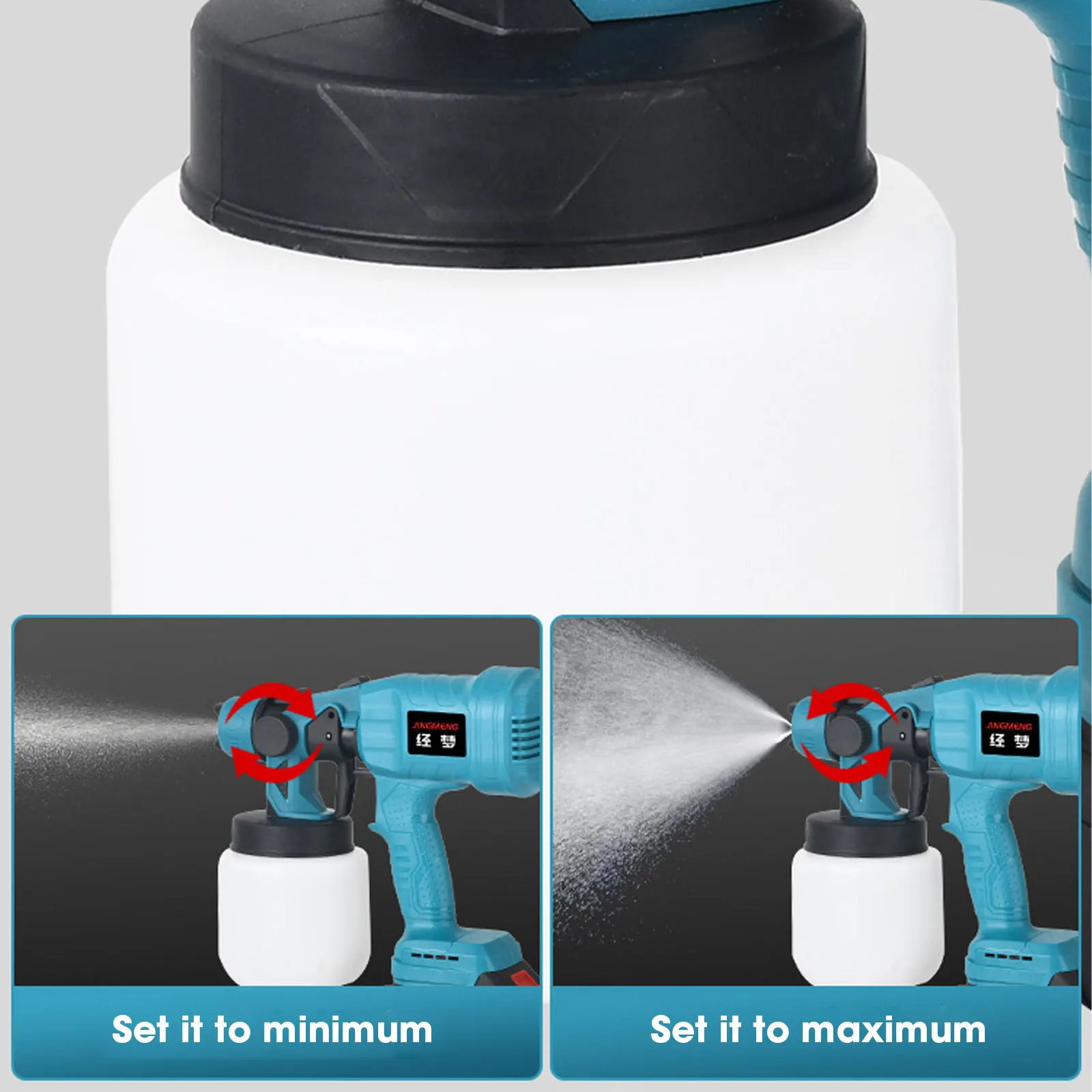 800ML Electric Spray Gun Cordless Paint Sprayer Auto Furniture Steel Coating Airbrush Compatible For 21V Battery