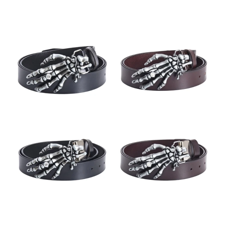 

Y2k Skeleton Claw Buckle Belt for Men Women Vintage Waist Belt Hiphop Belts for Teenager Boys Girls Unisex Cowboy Belt