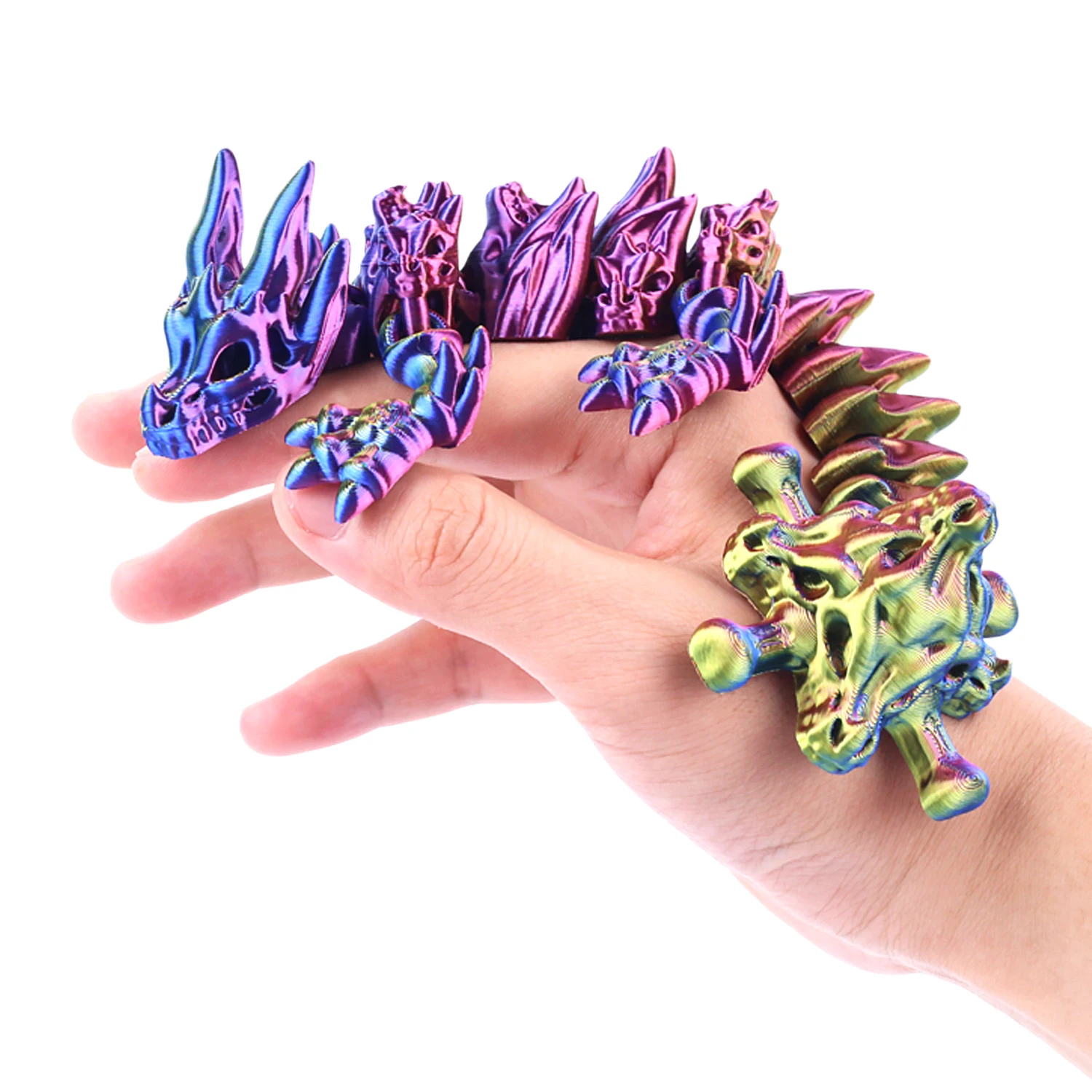 3D gemstone dragon colorful decoration can swing multi head dragon creative figurine trendy play 5