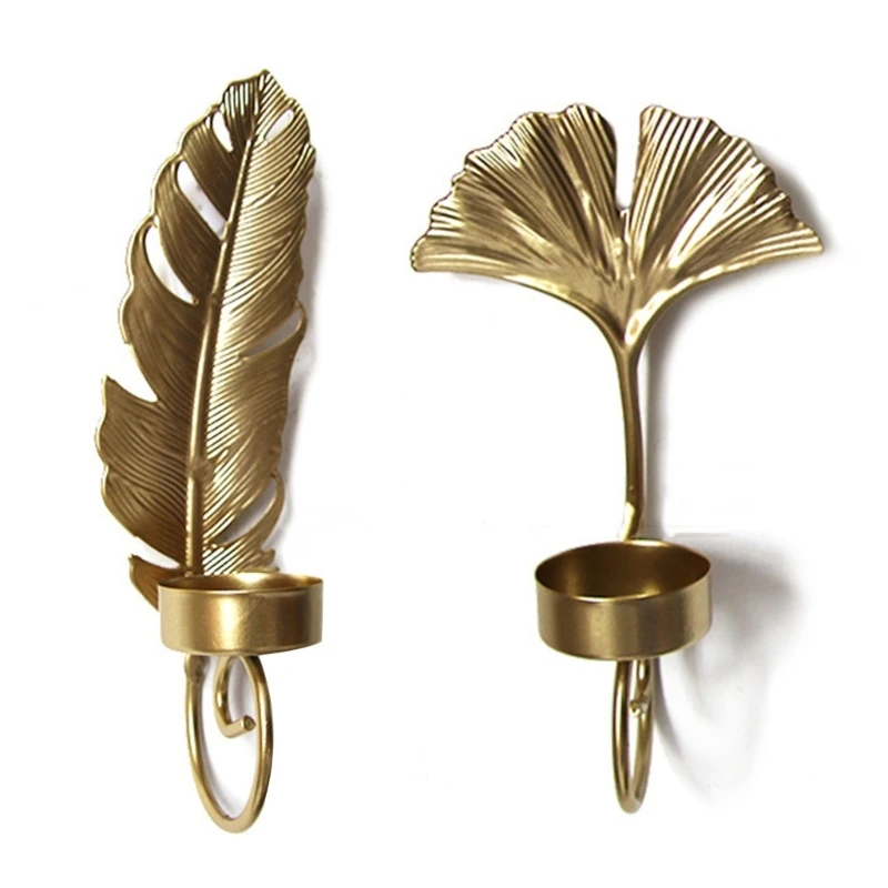 

Golden Leaf Rack Pendant Candle Holder Leaf Candlestick Home Decorations Gift