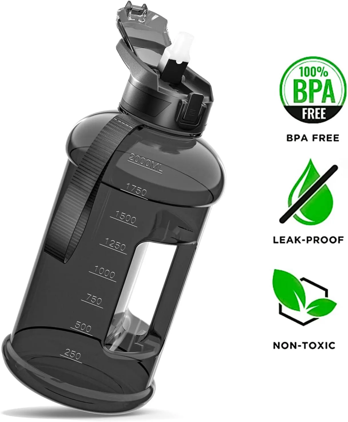 Sports Water Bottle Sports Bottle Water Bottle Plastic Water Bottle Stainless Steel Water Bottle Tea Water Bottle 2.2L Half Gallon Water Bottle with Straw 74 oz Large Water Bottle Big Gym BPA Free Gallon Jug with Handle