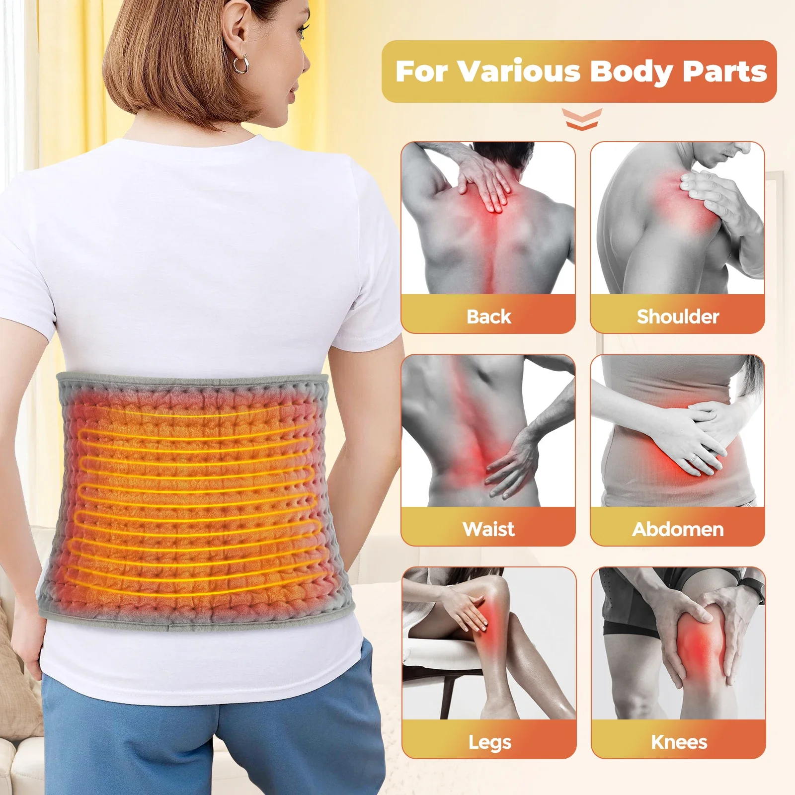 Electric Heating Waist Mat Thermal Warming Belt Office Home Temperature Control Hot Compress Waist Blet Back Leg Abdomen Warmer