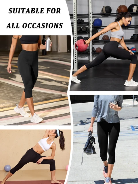 Women Athletic Capri Pants Super Soft No See Through Leggings for Workout Yoga Running 3