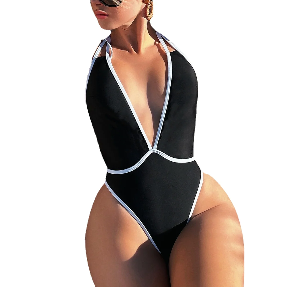 

Пикантный женский монокини с рюшами, купальники с перекрестной спиной, треугольные костюмы с присборенной грудью, новинка 2024, облегающий купальник