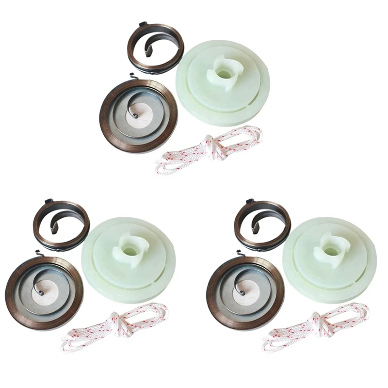 

Retail 3X 5200 5800 52Cc 58Cc For Chinese Chainsaw Easy Starter Recoil Spring Pulley Rope Repair Kit Gas Saws