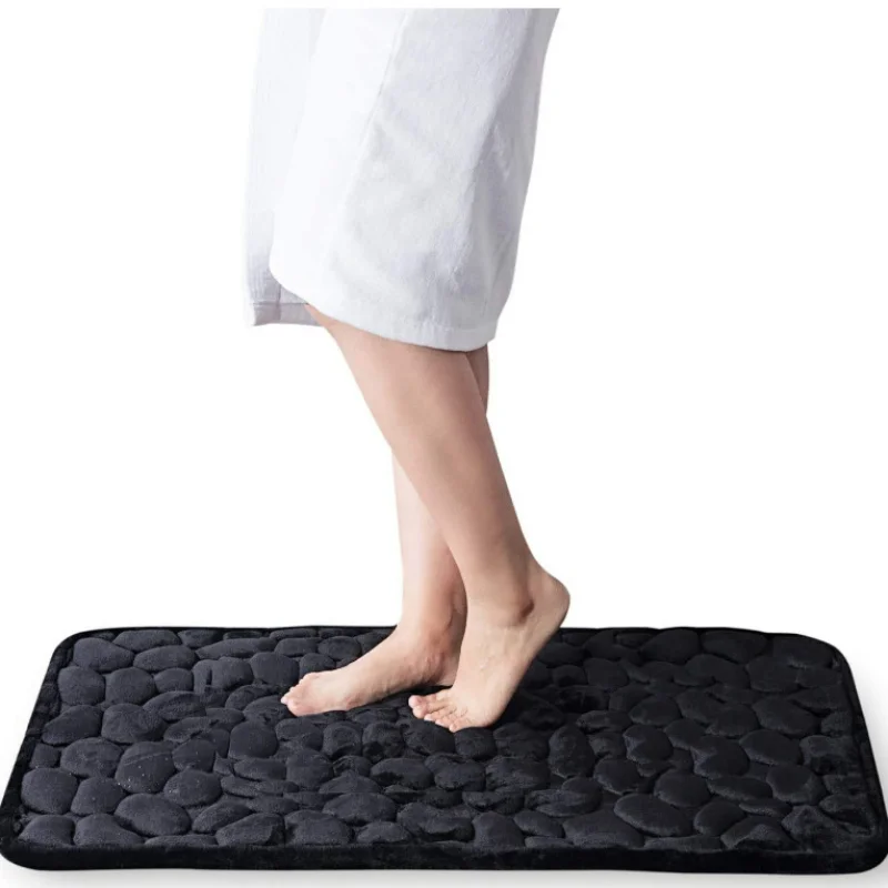 1pc Memory Foam Pebble Embossed Bath Mat, Quick-drying, Washable