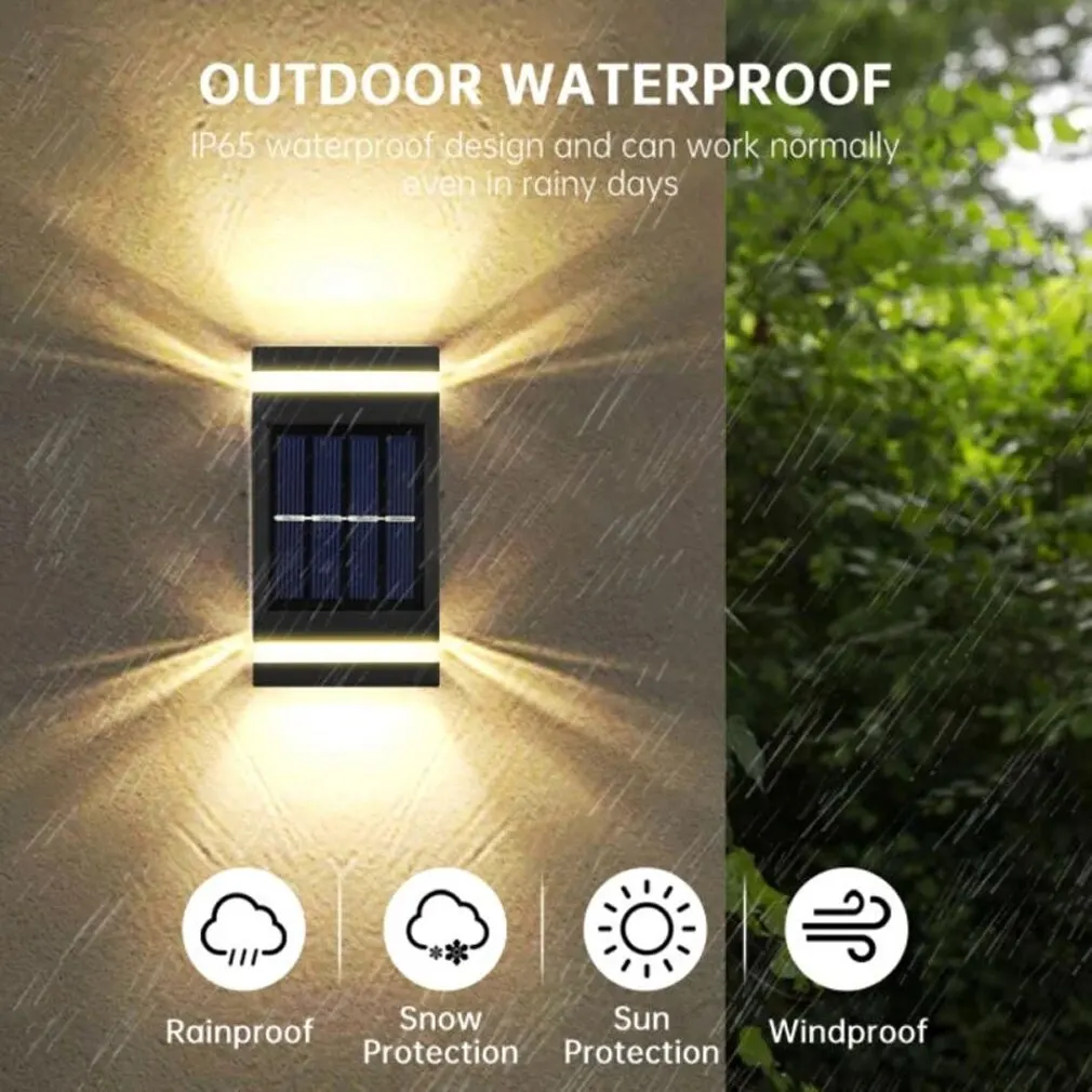 Description Picture 3 of item6Led Solar Wall Lamp Outdoor Waterproof Solar Powered Light UP and Down Illuminate Home Garden Yard Decoration Outside Sunlights