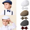 Baby Boy Cap Toddler Birthday Baptism Accessorie Newborn Christening Wedding Party Gift Kids Driver Hats with Bow Tie