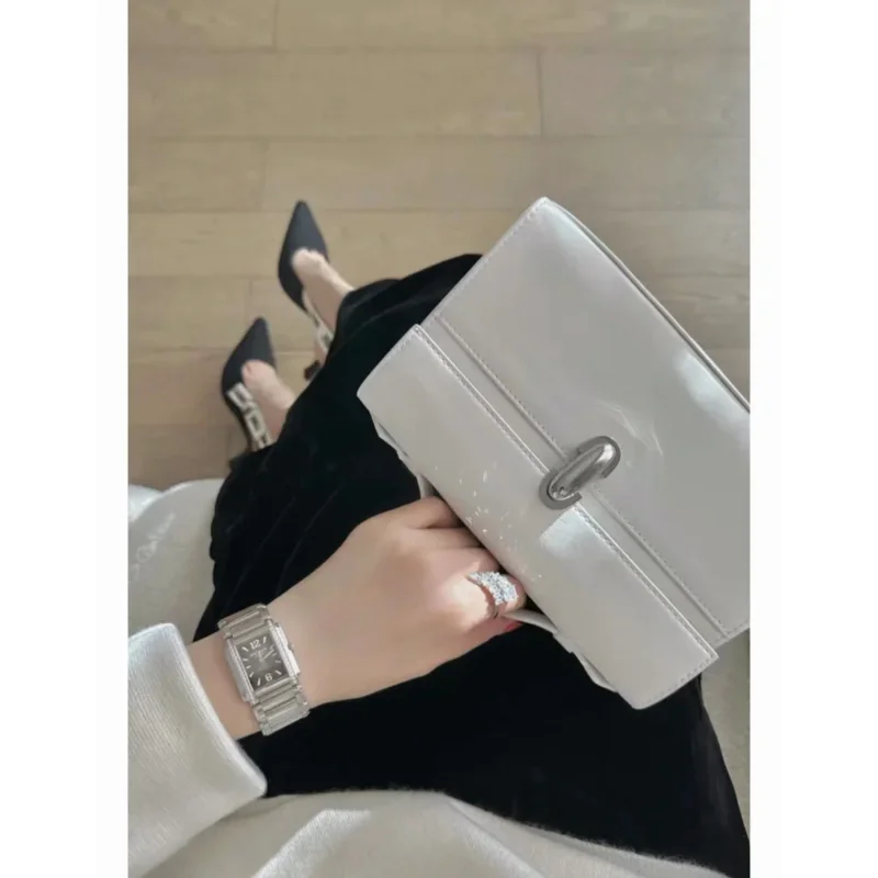 Monrity handbag for women luxury genuine leather simple solid purses clutch ladies commuter exquisite purses top handle satchel