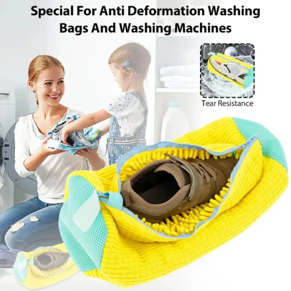 360° Washing Shoes Bag Laundry Sports Tennis Shoes Protector Reusable Net Fluffy Fibers Easily Remove Dirt Washing Friendly Dry 5