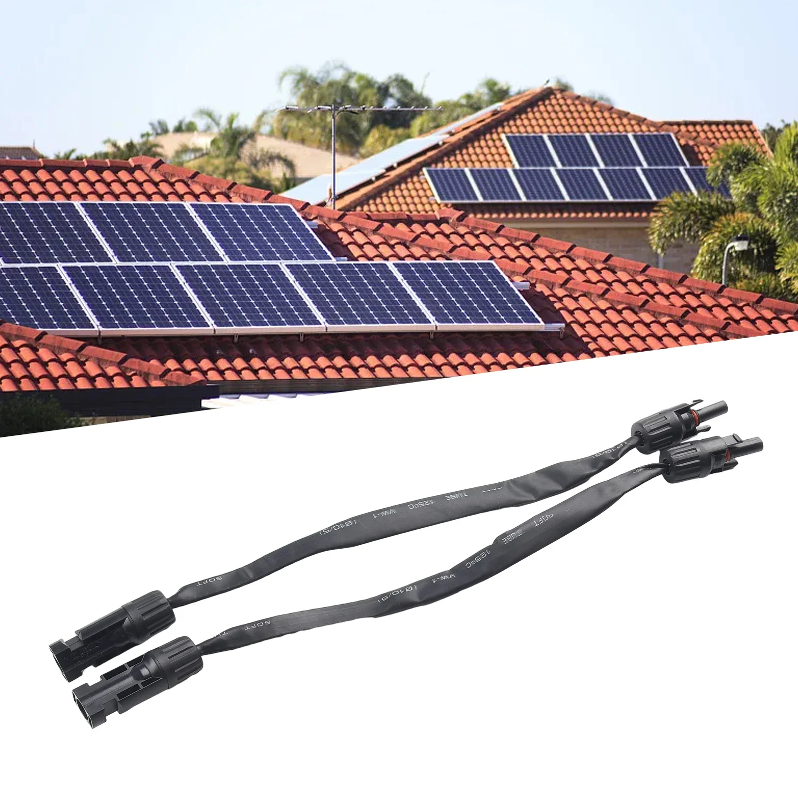 PV Solar Cable Feedthrough 4mm&sup2;/6mm&sup2; 1M Cable Copper Flat Connection Solar Balcony Door Window Connection Line Parts 2pcs