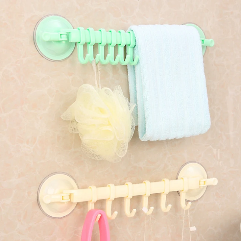 Kitchen Bathroom Hook Towel Hooks Living Room Door Back Storage Rack Suction Cup Wall Hanging Rod Rack Clothes Organizer Hook