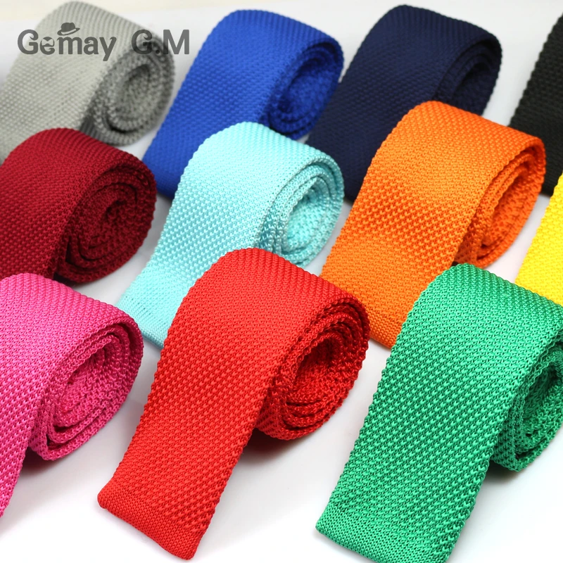 New Men Knitting Solid slim neck ties Classic polyester Neckties Fashion Plaid Mans Ties Spring casual woven ties 24 solid colors 2019 new 6cm skinny ties fashion mans necktie navy blue classic ties slim neck ties wedding party groom tie