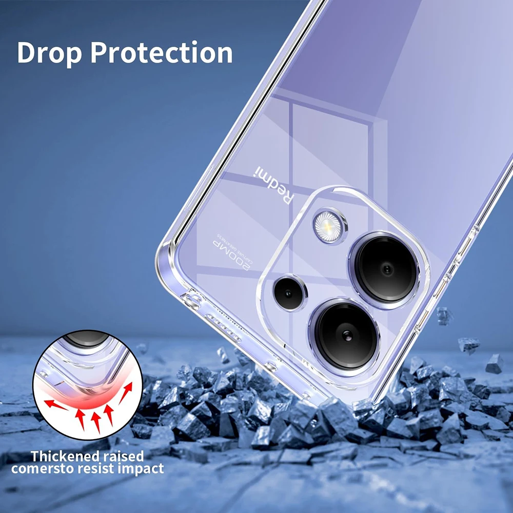 Ultra Thin Silicone Soft Case For Xiaomi Redmi Note 14 13 12 Pro Plus Pro+ 4G 5G Clear Back Cover Shockproof Shell Transparent phone case phone protector cover