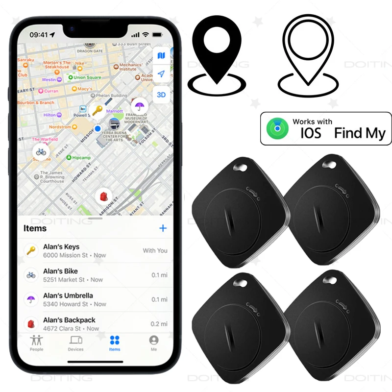Smart Bluetooth GPS Tracker Works with Find My APP Anti Lose Reminder Device for iOS Replacement Locator MFI Rated gps tracker bluetooth tracker