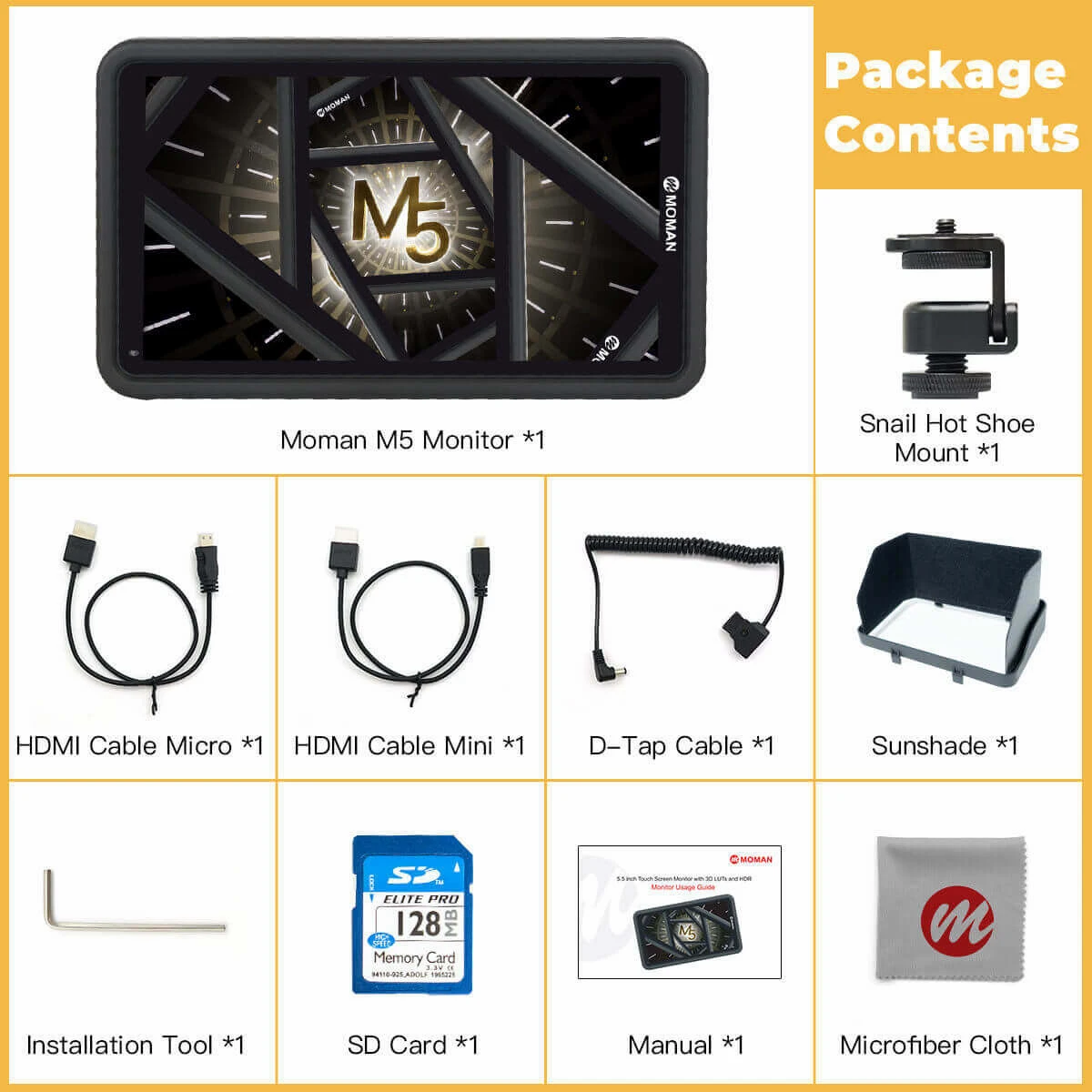Moman M5 Field Monitor DSLR Camera HDMI-compatibe 3D LUT 1920x1080 Video Portable 4K Monitor Studio reference Live Streaming