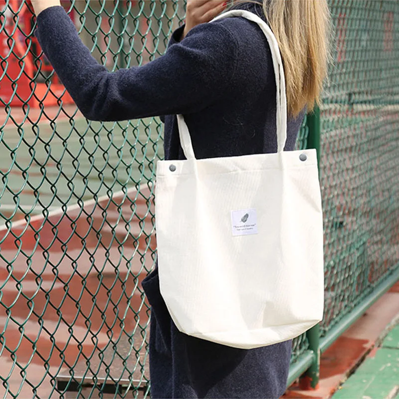 

Large Capacity Corduroy Tote Bags Shoulder Bag Grocery Work Beach Lunch Travel Reusable Office School Shopping Handbag Wholesale