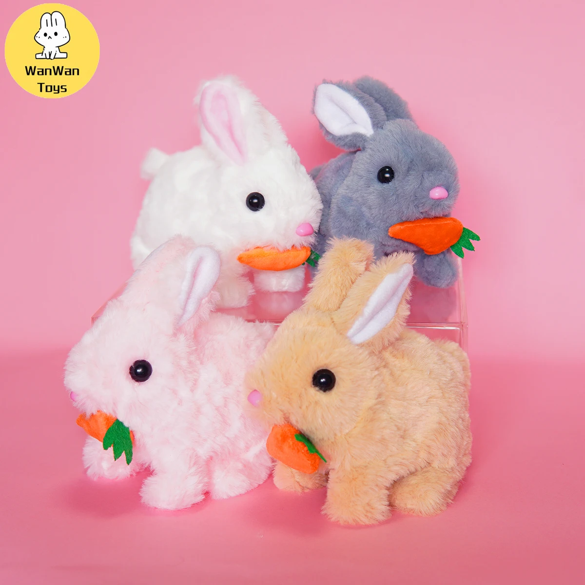 WanWan Toys Electric Plush Toy Rabbit Carrot Rabbit Jumps Screams Cute Children's Toy Birthday Gift Party Decorations