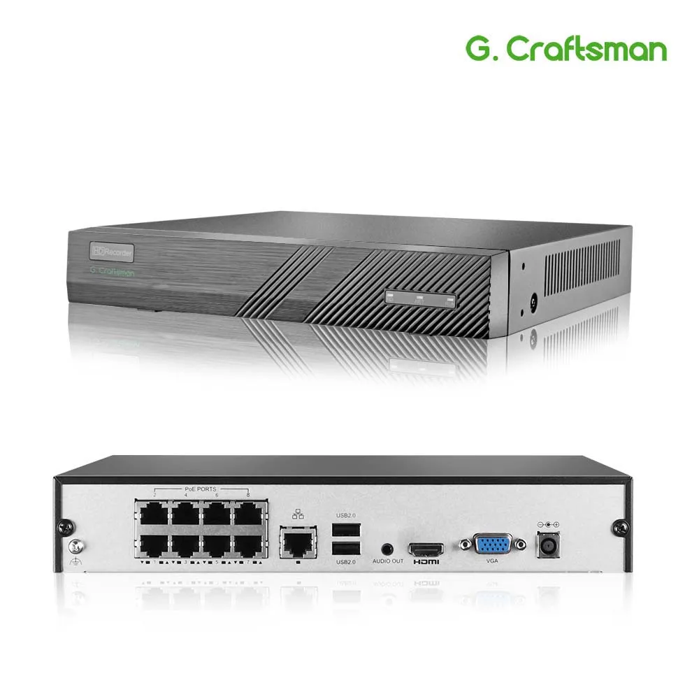 Network Video Recorder 4k 8ch POE NVR Register H.265 Onvif Network Video Recorder 1 HDD 24/7 Recording IP Camera Onvif P2P System Guard Viewer Mac