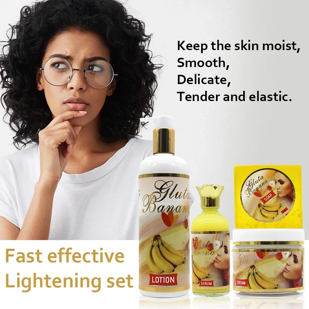 5D Gluta Natural Banana Essence Lightening & Moisturizing Skin Care Set Leaves Skin Glowing Smooth Soft Care Product