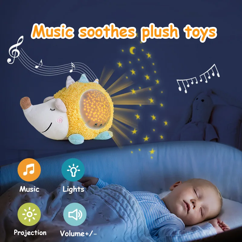 Baby Sleep Soothers For Sleeping Baby Portable White Noise Sound Machine & Night Light Projector Lullaby Stuffed Animal Toy