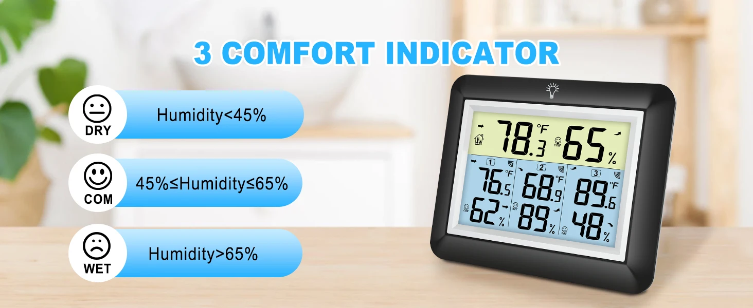 Wireless Indoor/Outdoor Thermometer Hygrometer Digital Temperature and Humidity