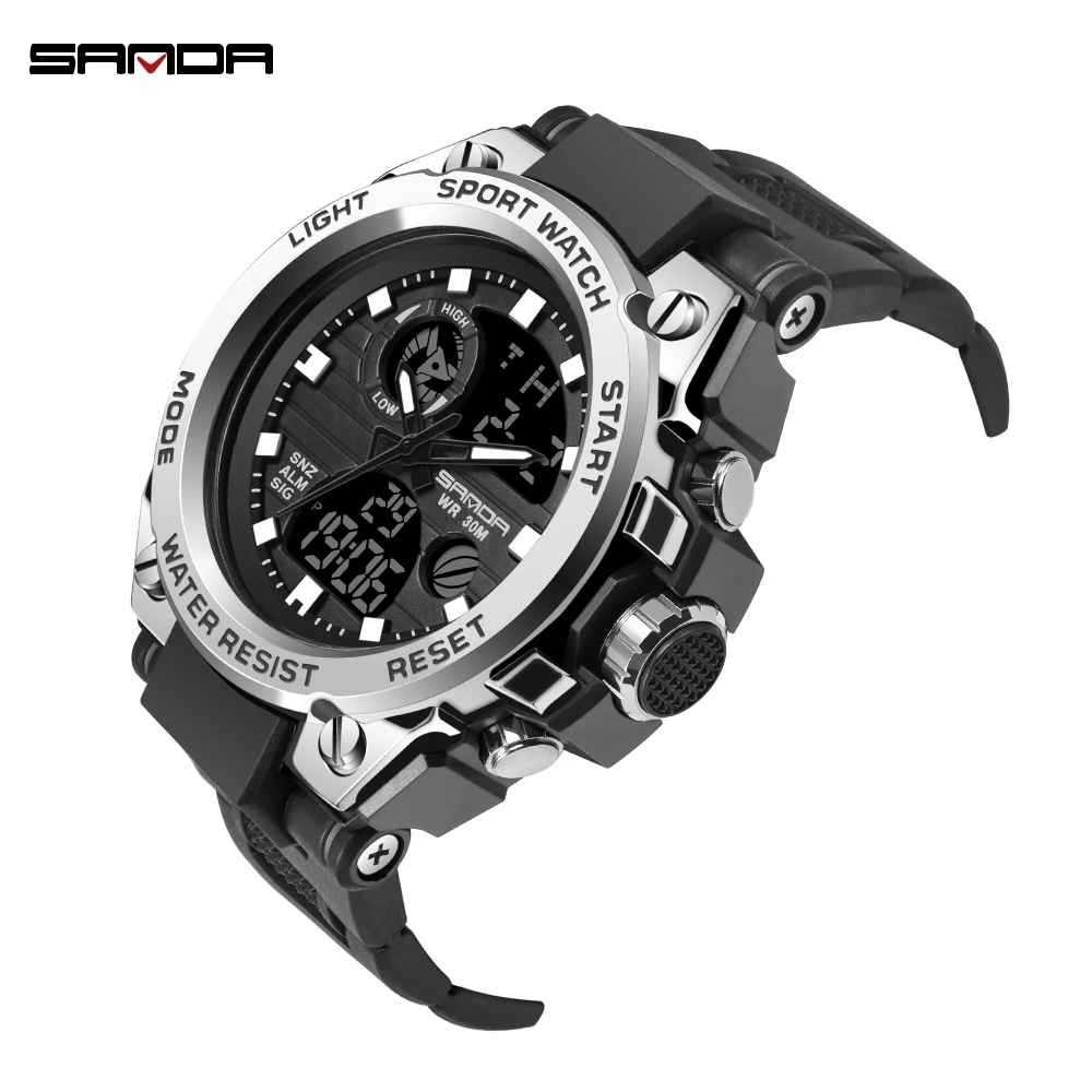 

SANDA Top Brand Sports Men's Watches Luxury Military Double Display Quartz Watch Men Waterproof Male Clock relogio masculino