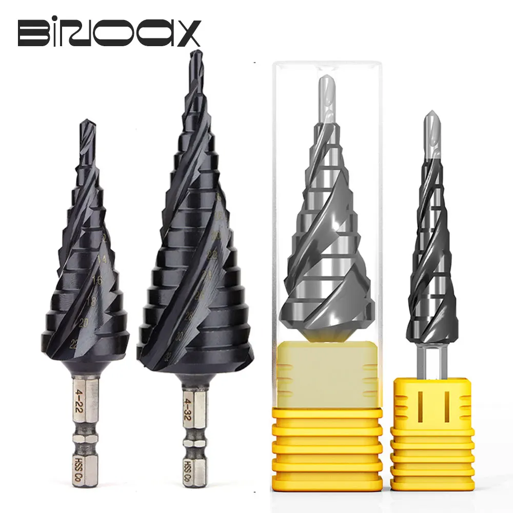 Binoax M35 TiAlN Coated Step Drill Bit for Stainless Steel and Hard Metal HSS-Co 3 Flutes Woodworking Drill